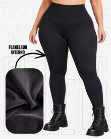 Plus Size G1 G2 G3 G4 Thermal Flannel Plush Anti-Cold Suplex Legging Pants WOLFOX - 黑色 - 查看 2
