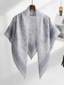 1 Peça Lenço Quadrado Estampado com Planta de 110cm para Mulheres, Hijab de Voile, Floral, Leve, Macio, Confortável, Respirável, Versátil, Hijab Estampado, Lenço de Flor de Alta Qualidade e Atmosfera Delicada, Lenço Decorativo Elegante de Proteção Solar, Lenço Quadrado Multifuncional para Looks, Adequado para Uso Diário, Todas as Estações - Multicolorido - Visão 13