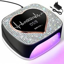 LIMEGIRL Nail Lamp With 4 Timer & Heart Design, 67 LED Beads (Red Light Care) Plug-In Gel Polish Dryer - 10/30/60/99s Touch Control Curing Light For Home Salon-Black - Black - View 11