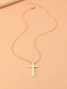 Aomogo Naszyjnik ze stali nierdzewnej, klasyczny wisiorek z krzyżem punkowym, modny naszyjnik przyjaźni, biżuteria damska, kolor złoty, modny styl punkowy, stwórz stylowy wygląd - Złoto - Zobacz 5