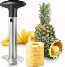 Stainless Steel Pineapple Corer With Recipe EBook One Year Warranty Core Remover Tool Detachable Handle Fast Easy Fruit Cutter Peeler Corer Slicer Durable Multi-Purpose Kitchen Tool - 1 - 查看 1