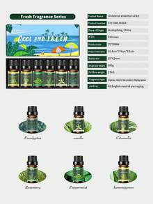 6 件香薰精油套装，植物香味，包括扩散器、蜡烛、香薰石、加湿器、汽车扩散器和家用补充油