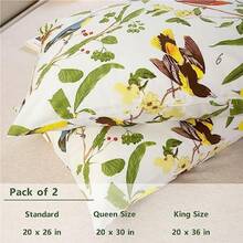 100% Cotton Pillowcases Set Of 2 Queen Size Boho Bohemian Pattern Printed Pillow Cases Soft Breathable Cooling Pillowcase Decorative Pillow Cover Queen 20x30 Inches Blue Paisley - Queen (20x30 Inches)+Green Leaves - View 3