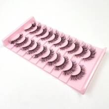 10 Pairs Value Pack Transparent Band 5D Faux Mink Lashes Fluffy Natural Crisscross Thick Lashes - Black - View 5