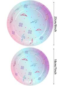 10pcs/30pcs/50pcs Kpop Themed Plates Pink Blue Purple Gradient With Lightning Bolt & Kpop Logo Dinner Dessert Plates Suitable For Kpop Birthday Party Fan Meeting Decorations Paper Plates For K-Pop Music Singer Party Supplies - Multicolor - View 2