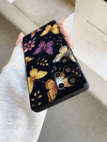 1个创意彩色蝴蝶花卉图案黑色哑光软TPU防震手机壳，适用于三星、安卓手机，是送给男朋友/女朋友的理想礼物 - 彩色 - 查看 7