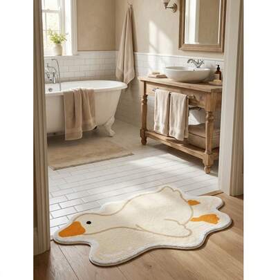 1 tấm thảm trang trí phòng tắm giả len hình dáng bất đối xứng dễ thương, có thể giặt được, dùng cho phòng khách, phòng ngủ, phòng học, được phái nữ ưa chuộng, làm từ chất liệu giả len cao cấp, phù hợp cho mọi mùa.