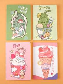 4pcs/Set Cute Cartoon A5 Spiral Notebook, 30 Sheets/Book, Student Learning Stationery, Random Pattern - 彩色 - 查看 6