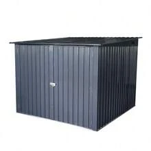 6FTx 6FT Outdoor Steel Storage Shed For Bicycle With Slope Roof And 4 Bike Tracks, Black - Default - View 9