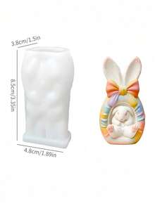 1个复活节彩蛋造型兔子蜡烛硅胶模具，DIY香薰饰品蝴蝶结石膏模具 - 复活节、情人节、开斋节和宰牲节的完美礼物 - 彩色 - 查看 2