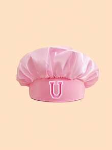 1顶女童粉色字母图案睡帽，26个字母可定制，适合作为生日和节日礼物，时尚精致轻盈柔软，是日常休息、睡眠和护发的理想之选 - 粉色 - 查看 14