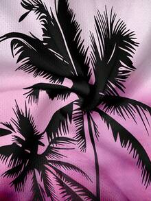 Men's Casual Palm Tree Print Sleeveless Tank Top Set - Purple - View 4