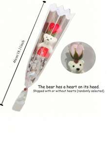 5pcs/1pc Romantic Artificial Rose Flower Bouquet With Plush Teddy Bear - Suitable For Valentine's Day, Wedding, Birthday And Other Occasions - DIY Bouquet Accessory, Vivid Roses For Home Decor And Special Events - Multicolor - View 2