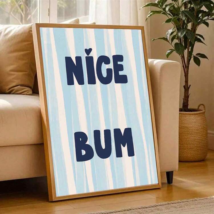 1pc Artistic Bathroom Print With Cheeky Quote, Coastal Style Wall Decor, Cute Bathroom Poster, Toilet Wall Art, Fashionable Light Blue Printed Canvas Wall Hanging, Girl Art, Motivational Quote Art, Home Decor, Canvas Wall Art - Multicolor - View 11