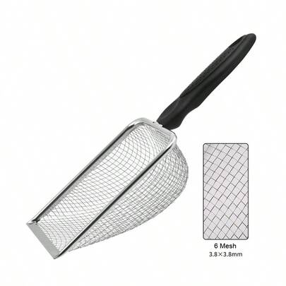 Herramientas de limpieza para mascotas, pala para peces de acero inoxidable, pala para arena para gatos, Reptiles, lagarto, pala para arena, pantalla de malla, cuchara fecal