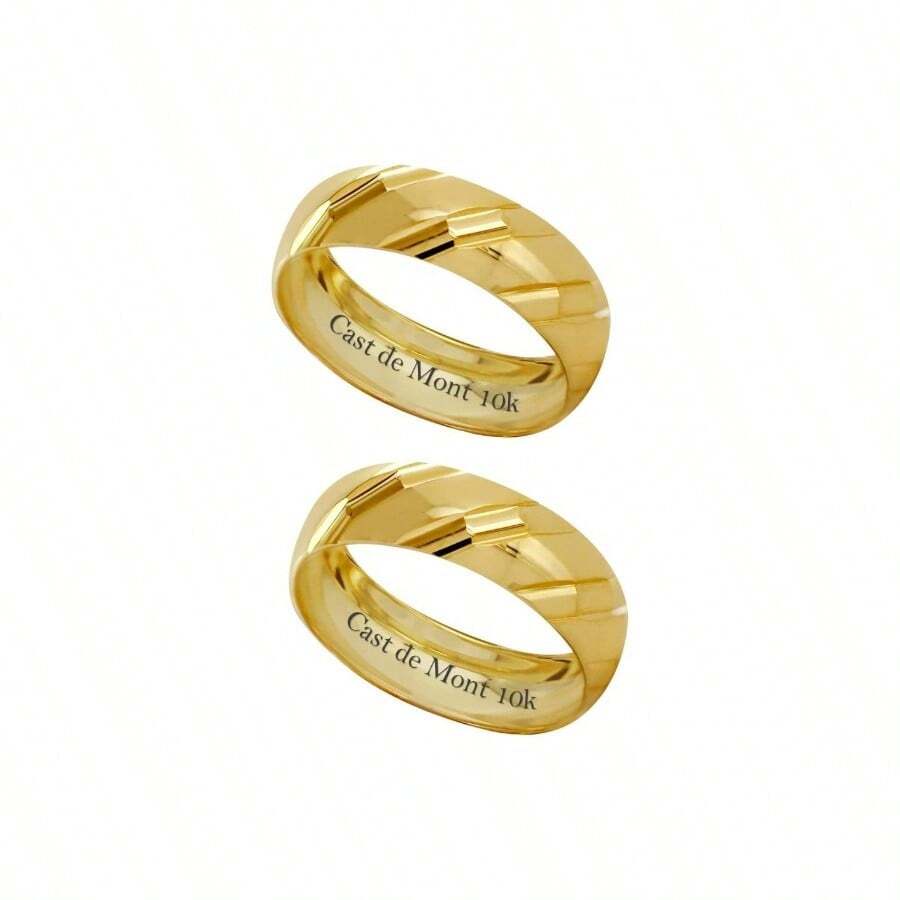 Anillos Matrimonio Oro Amarillo 10k 6mm Argollas Boda Clasica Par M2 - inicial - Ver 1