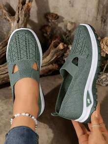 Women's Orthopedic Comfort Slip-On Sneakers - With Arch Support And Skin-Friendly Foam, All-Day Lightweight Walking Shoes, Non-Slip PVC Sole - Suitable For Nurses, Teachers, Standing And Running Errands, Orthopedic Shoes, Exquisite Pressure-Relieving Design, Beautiful Embroidery, Soft Cushioning, Suitable For Long-Term Standing Work Shoes, Casual Women's Shoes - màu xanh lá - Xem 6