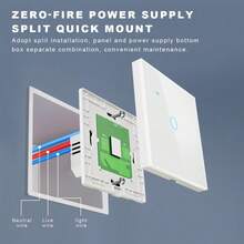 1 个符合欧盟标准的智能触摸开关，带/不带零线，DS-101JL WiFi 和蓝牙墙壁开关，CE 认证，1/2/3/4 位，白色/黑色，400W，超薄钢化玻璃面板，高光泽表面，兼容 Alexa、Yandex、Alice、Tuya 等语音助手，可通过 APP 远程语音控制定时器，适用于家庭和酒店。 - 彩色 - 查看 5