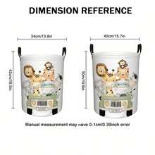 1pc, Cartoon Laundry Basket, Jungle Nursery Decor Elephant Giraffe Hampers Hamper Clothes Toy Storage Bin - Multicolor - View 7