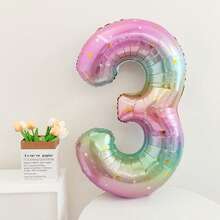 1pc 40-Inch 0-9 Gradient Rainbow Star Number Balloon, Vibrant Gradient Star Print Design, Suitable For Birthday, New Year, Anniversary, Holiday Party Decor, Birthday Number Balloon - Multicolor - View 4