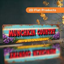 2D Flat, Large Vintage Wizard Of Oz Munchkin Country Metal Wall Decor Sign - 15.75x3.94 Inch Rustic Farmhouse Plaque With Bold Red Lettering, Yellow Brick Road & Dorothy'S House Design, Easy Mount Hardware Included, Durable Aluminum Art For Home - 金屬噴漆 - 查看 1