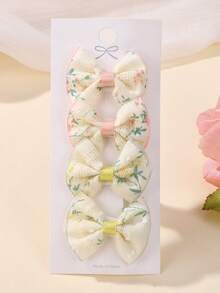 Printed Fabric Bow Hair Clips Set, Colorblock Dopamine Color Hair Clips, Versatile Hair Accessories For All Seasons - Multicolor - View 8