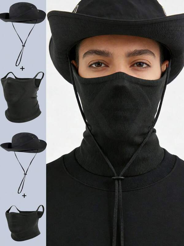 Set de gorra y máscara para ciclismo - Máscara a prueba de viento, con orejeras, transpirable y que absorbe el sudor, gorra ajustable, protección UV, adecuado para ciclismo y senderismo al aire libre