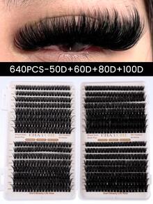 CMAYOME 640/200片装假睫毛册,D型卷翘浓密款,数量充足,品质上乘,价格实惠,新款DIY假睫毛,蓬松柔软,3D仿貂毛睫毛,假睫毛,化妆,睫毛嫁接,短款睫毛,DIY睫毛,浅色睫毛,在家DIY睫毛嫁接 - D - 查看 4