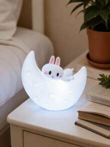 1pc Moon Rabbit Night Light, Modern Creative Rabbit Lamp, Bedroom Bedside Lamp, Decorative Lighting, Decorative Small Table Lamp, Ramadan, Valentine's Day Gift - Multicolor - View 7