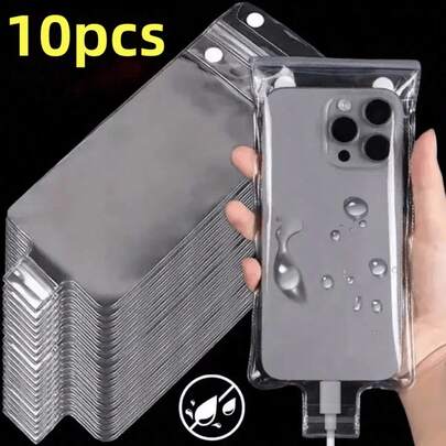 1/5/10Pcs Waterproof Phone Pouch With Charging Port Motorcycle Bike Compatible Gift Postcard Box Style Touchscreen Friendly Universal Compatible With IPhone Android, Outdoor Gear, Travel Essentials, Modern Accessory, Compact Design, Waterproof Material, High Quality Seal, Outdoor Enthusiasts, Cyclists