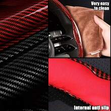 3pcs/Set Steering Wheel Cover, Car Accessories, Carbon Fiber Anti-Slip Steering Wheel Cover, Segmented And Butterfly Design, Fits 99% Vehicles, Segmented Anti-Slip Steering Wheel Protector, Carbon Fiber Steering Wheel Cover, Anti-Slip, Anti-Scratch, Universal For Cars, SUVs, Trucks Interior (Black, Red, White, Blue) - 3-piece Set - View 7