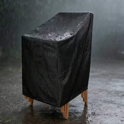 1PC Heavy-Duty Stackable Patio Chair Cover, All-Season Waterproof UV Dust Fade Resistant Outdoor Furniture Protector For Patio Backyard Balcony Pool Area