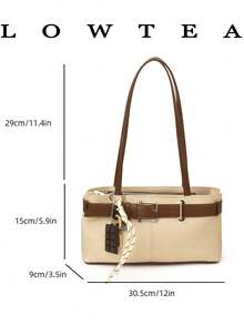 low tea 1 chiếc túi đeo vai bằng da PU màu trơn, kiểu dáng retro thời trang hình vuông dành cho nữ, có hai quai xách phía trên, khóa kéo, thích hợp cho du lịch, mua sắm, hẹn hò, làm quà tặng cho nữ, tuyệt vời cho đi làm, hoạt động ngoài trời, du lịch, leo núi. - Màu be - Xem 5