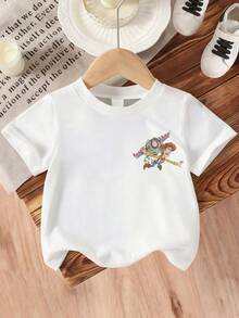 Disney White Background Toy Story Buzz Lightyear And Woody To Infinity And Beyond Print Kids' Short Sleeve T-Shirt - Playful And Adventure Style Top - 白色 - 查看 3