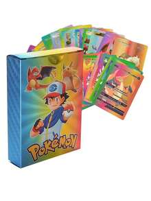 pokemon 55张宝可梦卡牌套装，英文动漫卡牌，盲盒桌面游戏，随机不重复卡牌 - 彩色 - 查看 12