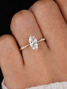 1pc Delicate Six-Prong Marquise Diamond Ring, S925 Sterling Silver Elegant Women's Ring Suitable For Daily, Date, Exquisite Women's Jewelry Gift, New Year's Gifts, Valentine's Day Gift - Six-claw Horse Eye Ring - View 3