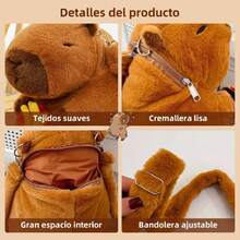 Linda Mochila de Felpa de Carpincho Bolso,Bolsa de Juguete Carpincho,Mochila Adorable Carpincho,Mochila de animales de peluche de carpincho para niños,40858425 - Naranja Coral - Ver 2