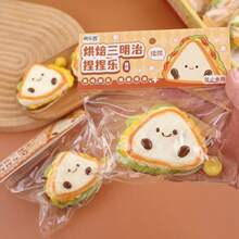 2026新款暖心烘焙三明治造型挤压玩具，舒缓压力，慢回弹填充，柔软Q弹——生日、节日、情侣、万圣节、圣诞节、游戏玩家的完美礼物 - 彩色 - 查看 11