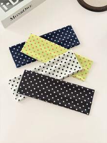 1 pieza/4 piezas Diadema elástica con estampado de lunares retro, versátil para la vida diaria, yoga, actividades al aire libre, accesorio de moda para mujer, banda para el cabello, accesorio de cabello esencial para vacaciones, complementos de verano - Multicolor - Ver 2