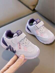 1 Paio di scarpe sportive versatili e confortevoli per ragazze, nuove sneaker casual in pelle e rete per bambini, adatte per bambini piccoli/bambini - Viola - Visualizzare 5