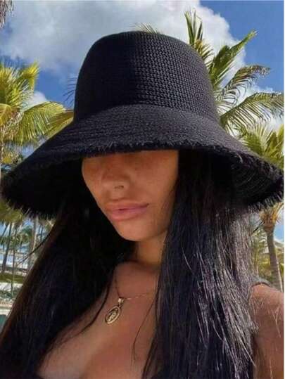 1顶波西米亚风女士宽檐遮阳帽，UPF 50+ 防紫外线，可折叠沙滩帽，适合夏季、度假和户外活动