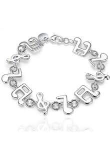 925 Silver Women's Fashionable Music Bracelet, Suitable For Daily Wear And Gift Giving - White - View 7