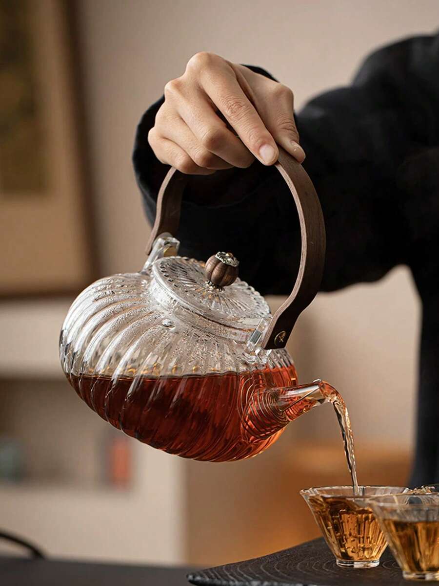Tetera de vidrio transparente, apta para estufa, preparación de té, regalo de juego de té, hecha de vidrio borosilicato transparente de alta calidad, apta para uso doméstico, restaurante, hotel y oficina - Multicolor - Ver 1