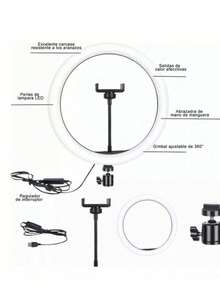 Aro de Luz LED Profesional de 12 Pulgadas con Soporte Para Teléfono Móvil y 3 Modos de Ajuste de Luz - A - Ver 5
