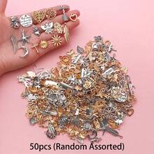 20/30/50/100个随机镀金/镀银吊坠饰品，适用于项链、手链、耳环等DIY首饰制作工艺。 - 均碼 - 查看 14