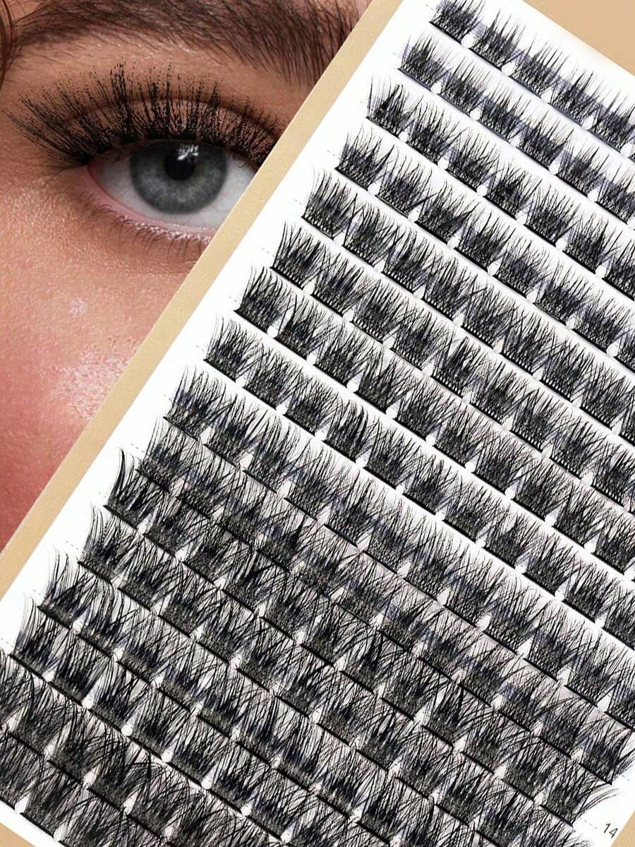 192 DIY Eyelash Extensions, Natural Clustered Eyelashes, Plump Personalized Eyelashes, Slim Eyelash Curler - Black - View 1