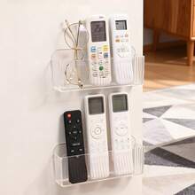 1/2 piezas Caja de almacenamiento para control remoto de aire acondicionado y TV, estante organizador de pared, soporte de teléfono para mesita de noche - Multicolor - Ver 7