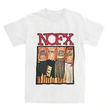 Camiseta de banda de punk rock Nofx para hombres y mujeres, talla grande, cuello redondo, algodón, ropa de calle oversized, Harajuku, casual, vintage, unisex - Blanco - Ver 1