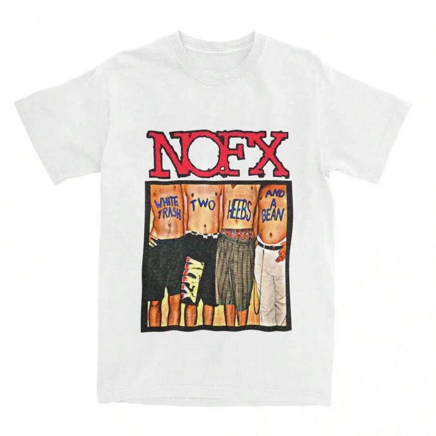 Camiseta de banda de punk rock Nofx para hombres y mujeres, talla grande, cuello redondo, algodón, ropa de calle oversized, Harajuku, casual, vintage, unisex - Blanco - Ver 1