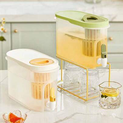 3.5L/0.9Gal Beverage Dispenser With Dragon Head, Large Capacity Chilled Container For Storing Cold Drinks, Juice Or Water, Suitable For Kitchen, Home Camping Or Party (Green And Yellow)